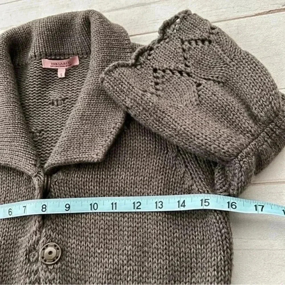 HEKLA & Co Made in Italy Womens Gray Wool Blend Cardigan wrap Sweater Si… - Picture 12 of 13